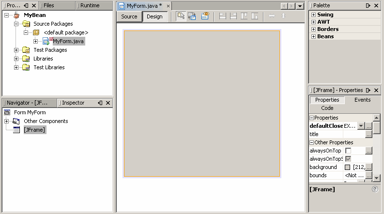 This figure represents the Projects list, where the  MyForm class is 