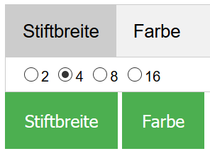 Tab für Stiftbreite geöffnet