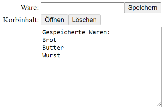 Warenkorbinhalt